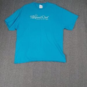 PORT AND COMPANY UNISEX BLUE PAMPERED CHEF LOGO 100% COTTON TSHIRT SIZE XL